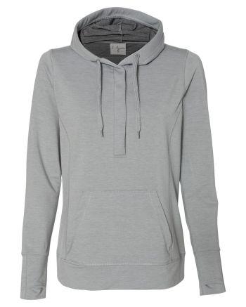 J. America 8431 - Women?s Omega Stretch Snap-Placket Hooded Pullover