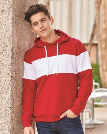 J. America 8644 - Varsity Fleece Colorblocked Hooded Sweatshirt
